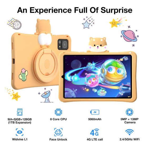 DOOGEE tablet T20 Mini Kids, 8.4", 4/128GB, 4G, Android 13, 5060mAh, κίτρινο