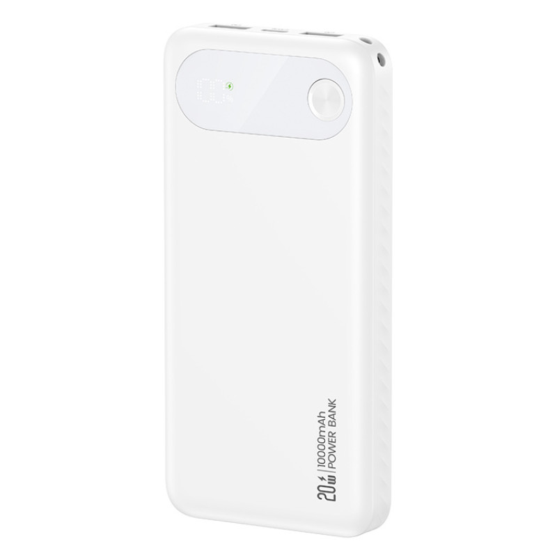 USAMS power bank CD249 με οθόνη, 3x θύρες εξόδου, 10000mAh, PD20W, λευκό