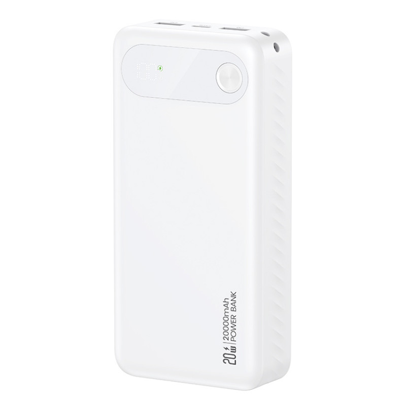 USAMS power bank CD251 με οθόνη, 3x θύρες εξόδου, 20000mAh, PD20W, λευκό