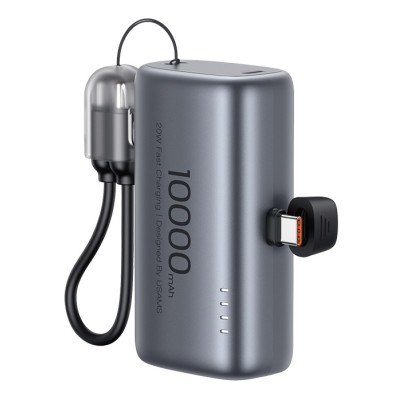 USAMS power bank CD252 με stand, 2x θύρες εξόδου, 10000mAh, 20W, γκρι
