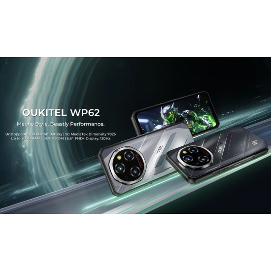 OUKITEL smartphone WP62, 6.6", 12/512GB, 5G, 11000mAh, IP68/IP69K/MIL-STD-810H, μαύρο