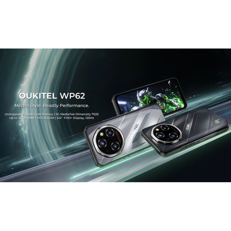 OUKITEL smartphone WP62, 6.6", 12/512GB, 5G, 11000mAh, IP68/IP69K/MIL-STD-810H, ασημί