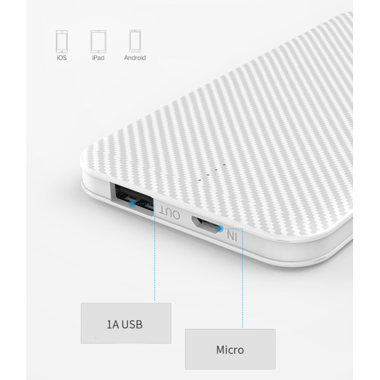 GOLF Power bank Phantom G38-WH 5000mAh, 1x USB, Micro input, 1A, λευκό