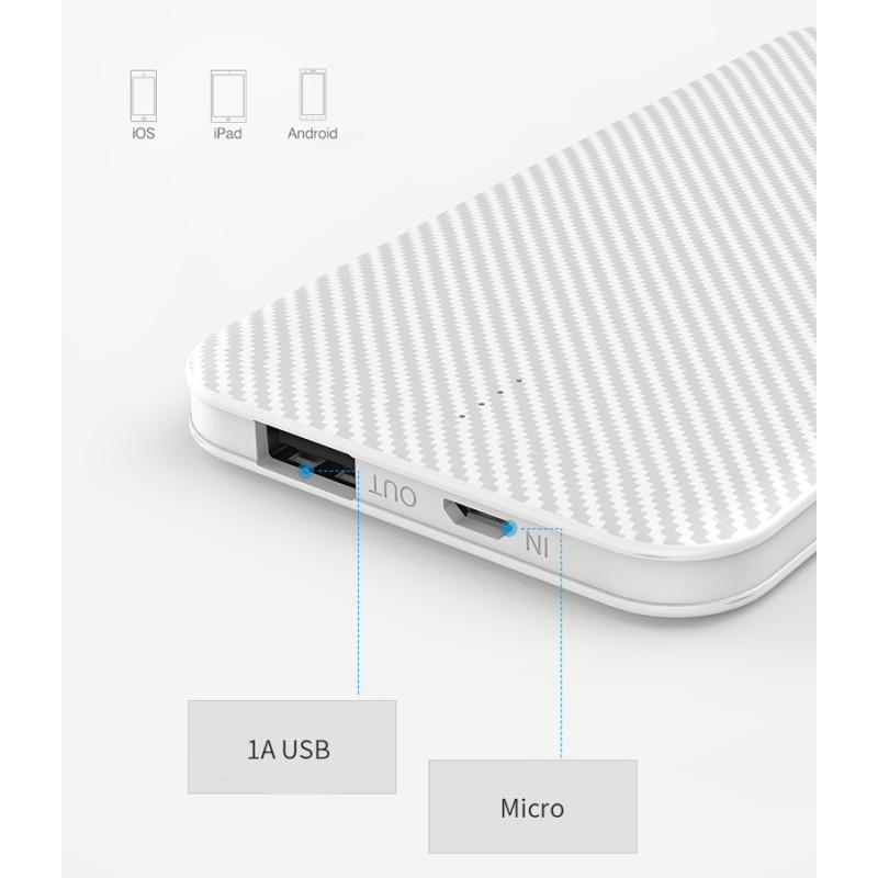 GOLF Power bank Phantom G38-WH 5000mAh, 1x USB, Micro input, 1A, λευκό