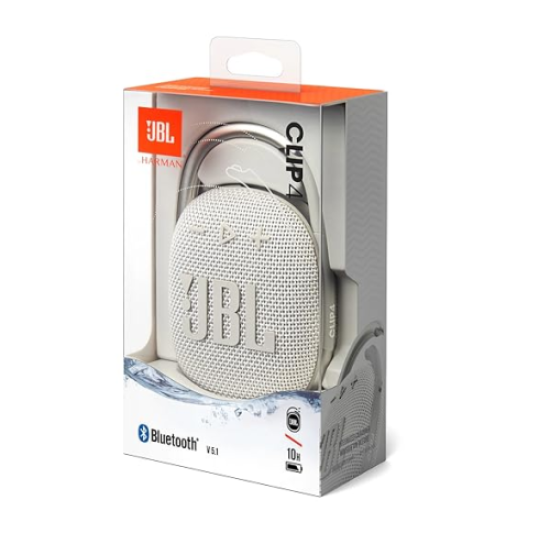 JBL Clip 4 Wireless Bluetooth Speaker White- EU