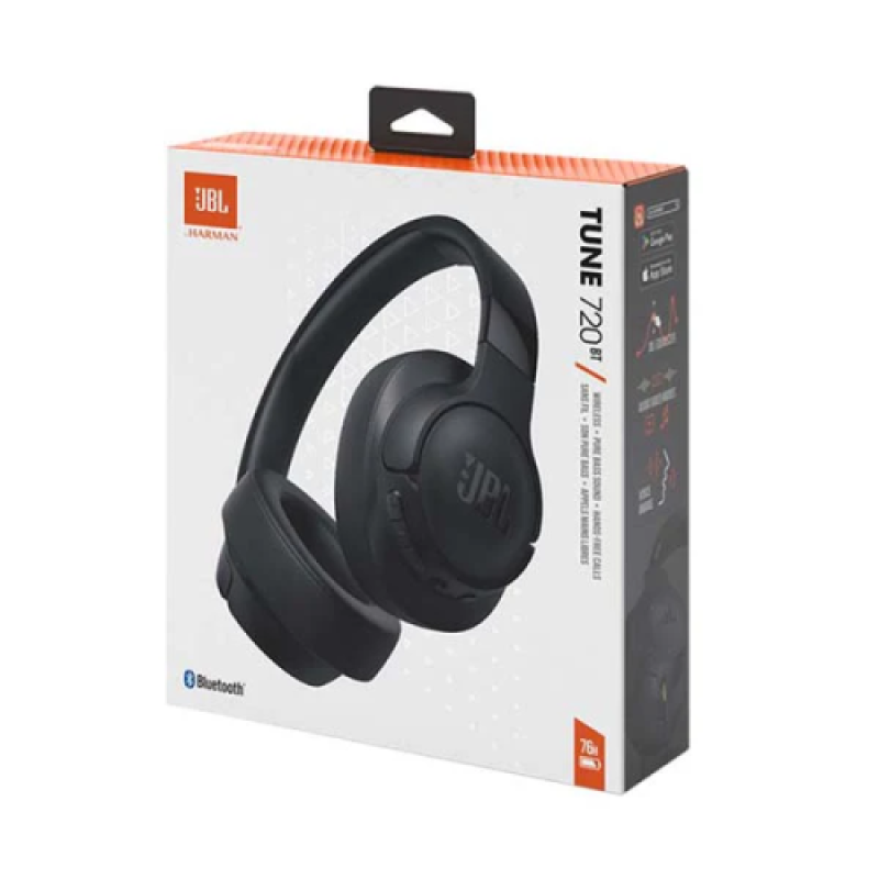JBL Tune 720BT Bluetooth Wireless On-Ear Headphones Black- EU