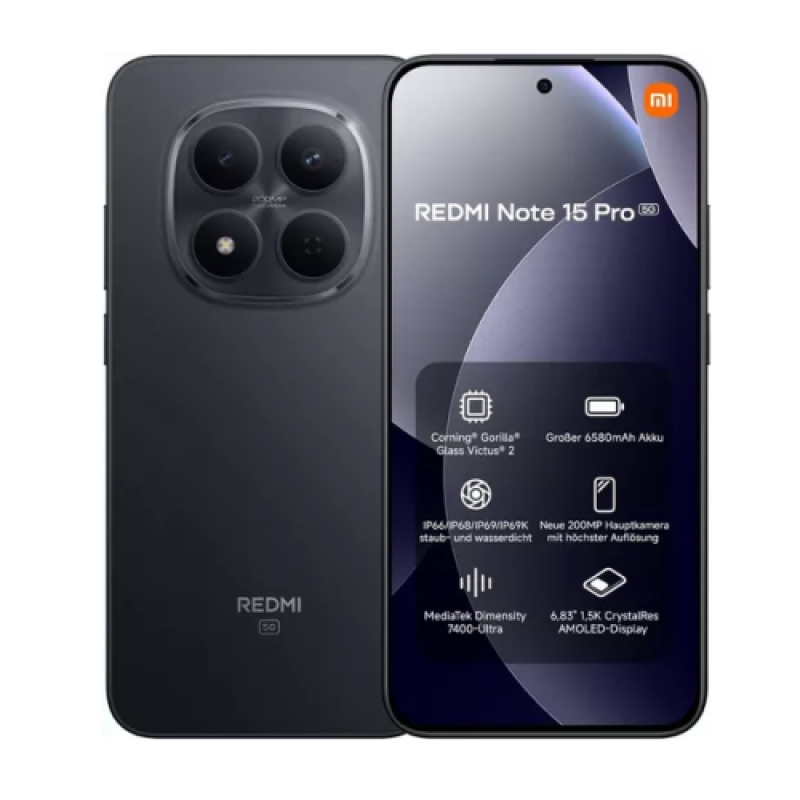 Xiaomi Redmi Note 15 Pro 8GB Ram 256GB NFC Black 5G- EU